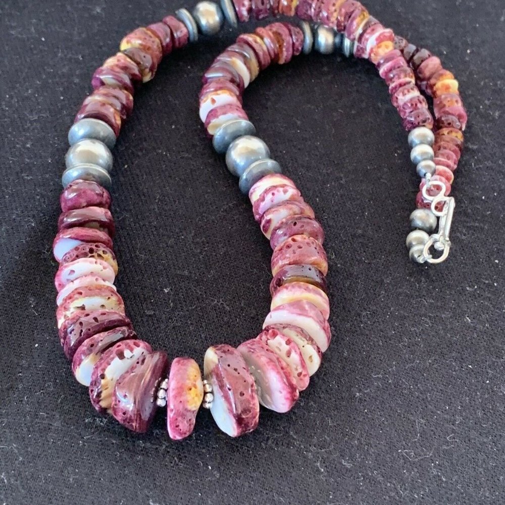 Navajo Pearls Spiny Oyster Necklace Pendant Ln 20 - Picture 8 of 12